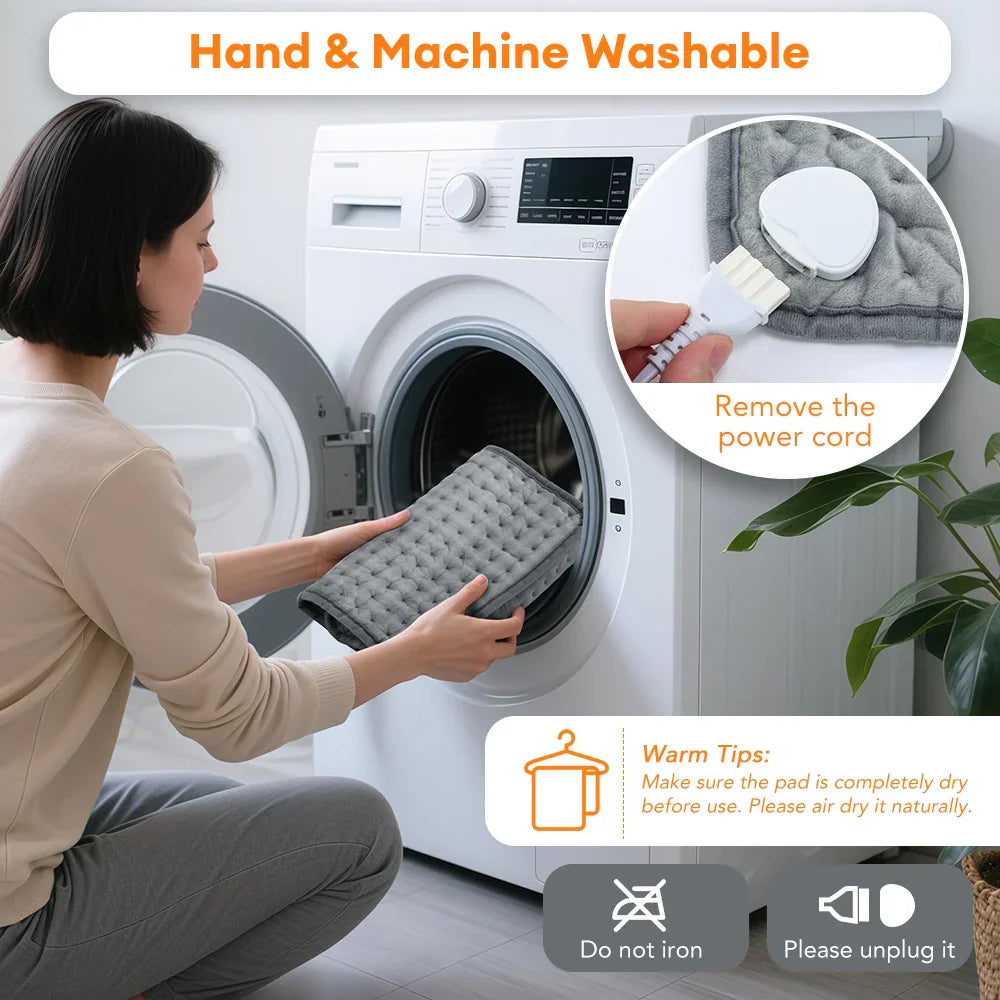 Brehn | ThermaEase Elektrisches Heizkissen | 9 Temperaturstufen & 4 Timer-Modi | 30×60 cm | Waschbar & Schnelles Heizen | Für Rücken, Bauch & Beine