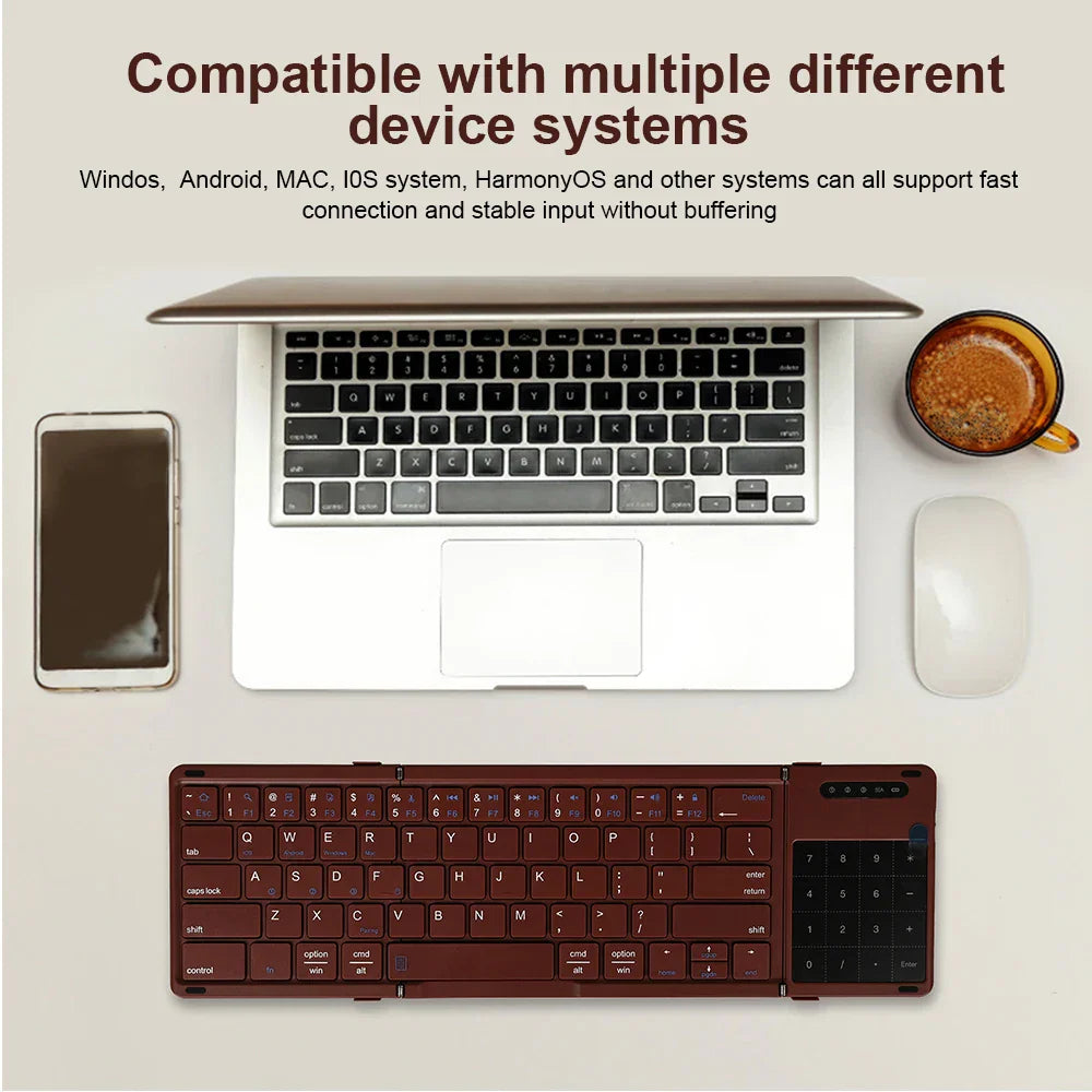 Brehn | Kabellose tragbare schlanke Smart Tri-Fold Bluetooth-Tastatur