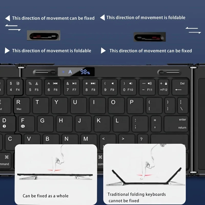 Brehn | Faltbare RGB Drahtlose Eingebautes Touchpad Hintergrundbeleuchtete Reise Tastatur