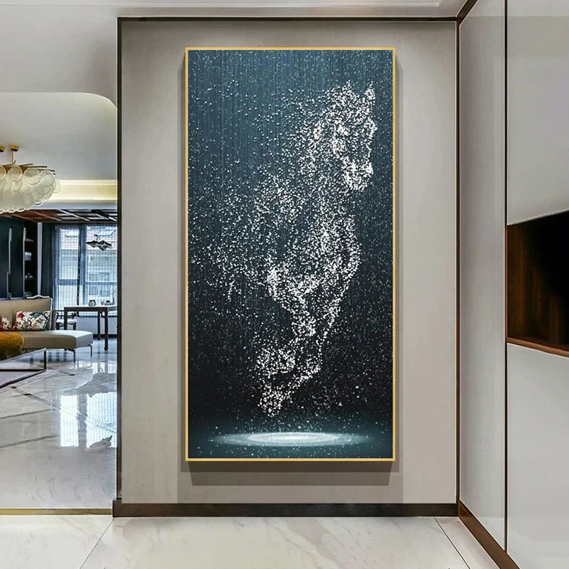 Minimalistische abstrakte Lichtspritzer Pferd Wandkunst Feine Kunstdrucke Reiterbilder für modernes Wohnzimmer Eingangsbereich Foyer Kunstdekoration | Brehn