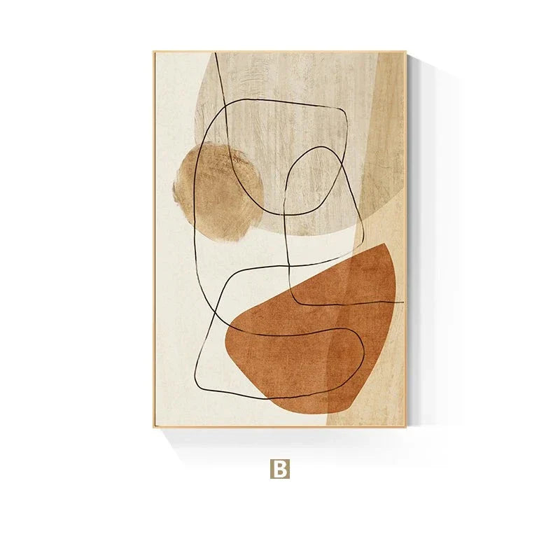 Skandinavische abstrakte Form Linien & Formen Wandkunst Fine Art Leinwanddrucke Neutrales Farbschema Bilder für moderne Wohnzimmerdekoration | Brehn