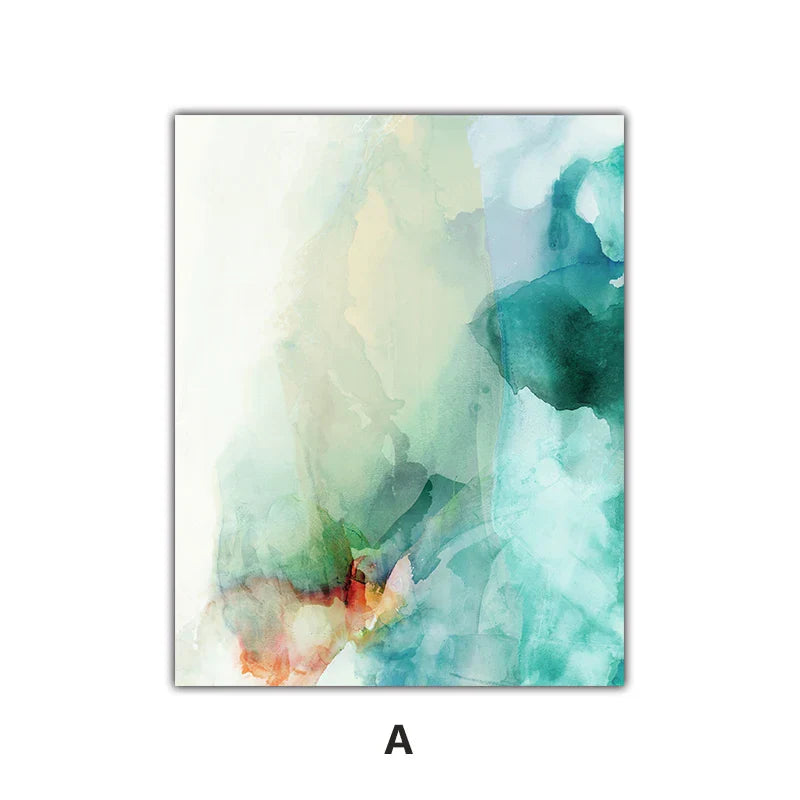 Ethereal Whispers Teal Emerald Aquamarin Abstrakte Wandkunst Fine Art Leinwanddrucke Nordische Bilder Für Moderne Wohnung Wohnzimmer Dekor | Brehn