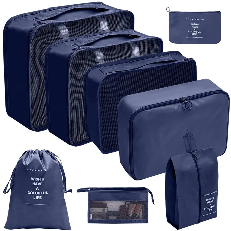 Brehn | PackWunder Reise-Organizer Set 7/8/9/10-teilig | Faltbare Koffer-Organizer | Für Kleidung, Schuhe & Accessoires