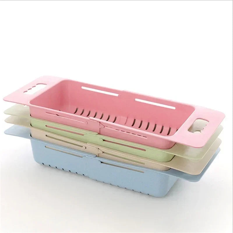 FlexDrain Abtropfkorb Küche – Verstellbarer Spülbecken Organizer | Auto Ablauf & Obst Gemüse Trockner | Platzsparendes Küchezubehör | Brehn