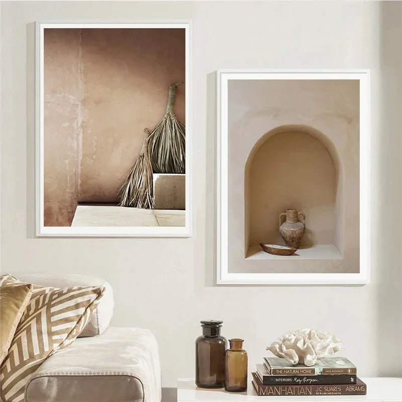 Neutrale Farben Terrakotta Stillleben Vase Wandkunst Fine Art Leinwanddrucke Poster Architekturfotos für modernes Wohnzimmer Schlafzimmer Wohnkultur | Brehn