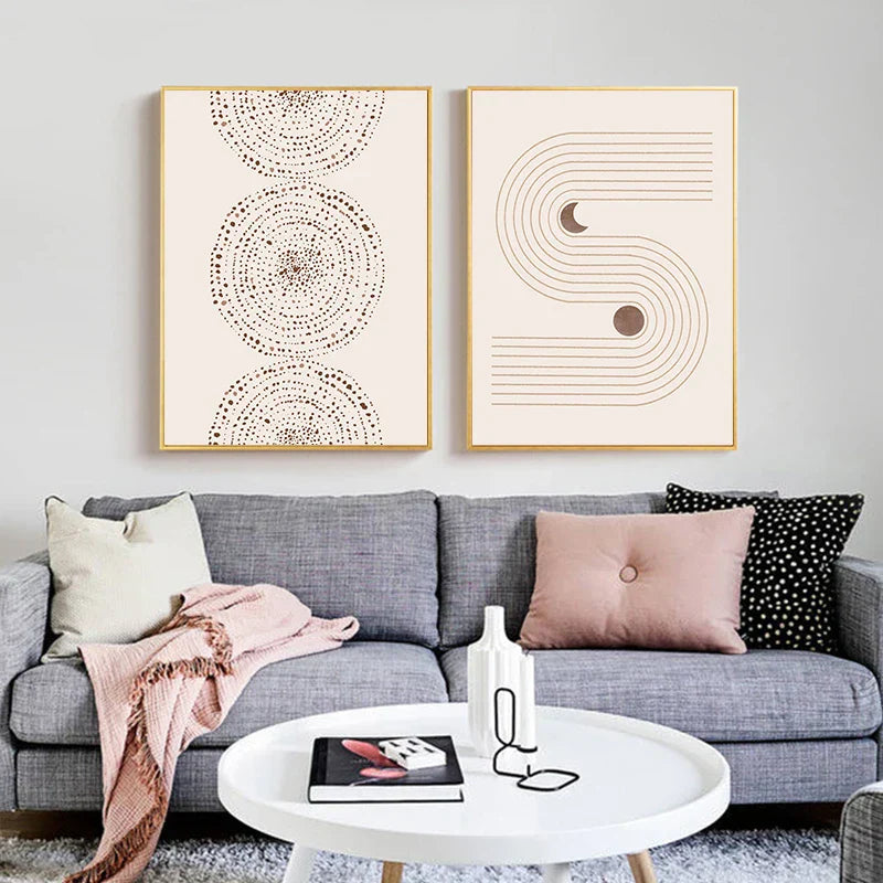 Minimalistische abstrakte himmlische Geometrie Wandkunst Fine Art Leinwanddrucke Sonne Mond Poster Bilder für Wohnzimmer Schlafzimmer Kunst Dekor | Brehn