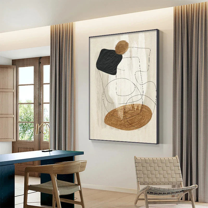 Skandinavische abstrakte Form Linien & Formen Wandkunst Fine Art Leinwanddrucke Neutrales Farbschema Bilder für moderne Wohnzimmerdekoration | Brehn