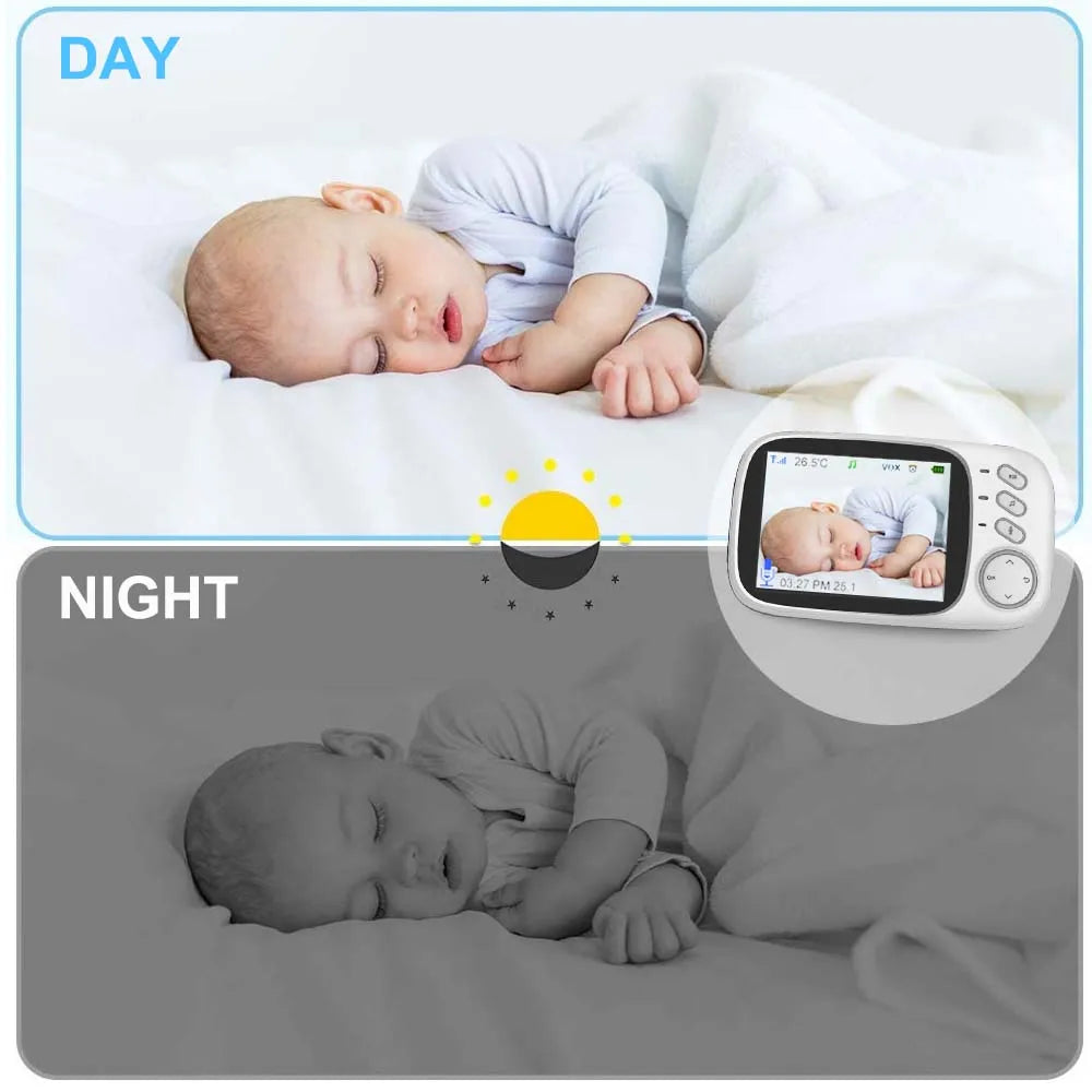 3,5-Zoll-Video-Babyphone mit Nachtsicht, Temperaturanzeige und Zwei-Wege-Audio