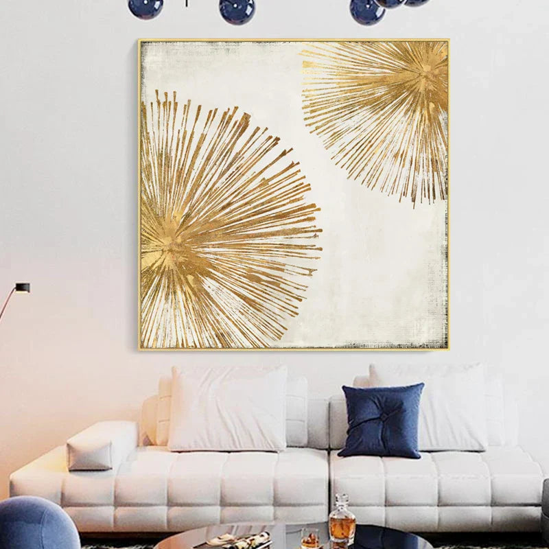 Goldene Radiale Zirkuläre Abstrakte Wandkunst Feine Kunst Leinwanddrucke Poster Bilder Für Wohnzimmer Esszimmer Schlafzimmer Kunst Dekor | Brehn