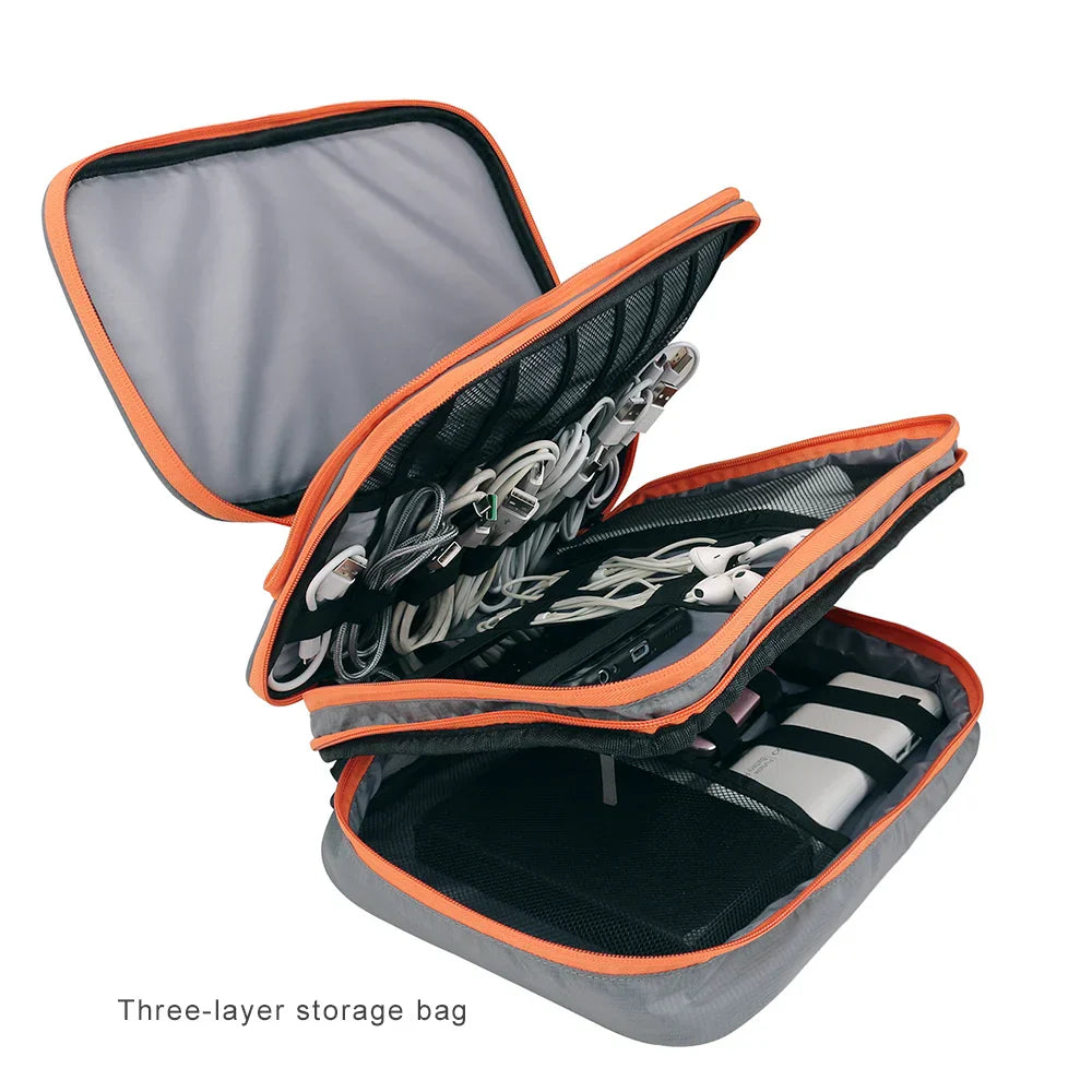Brehn | Elektronik Organizer TECHNIVO LayerPro | 3-Schichten Kabeltasche | Wasserdicht & Großes Volumen | Für iPad, Ladegeräte & Zubehör