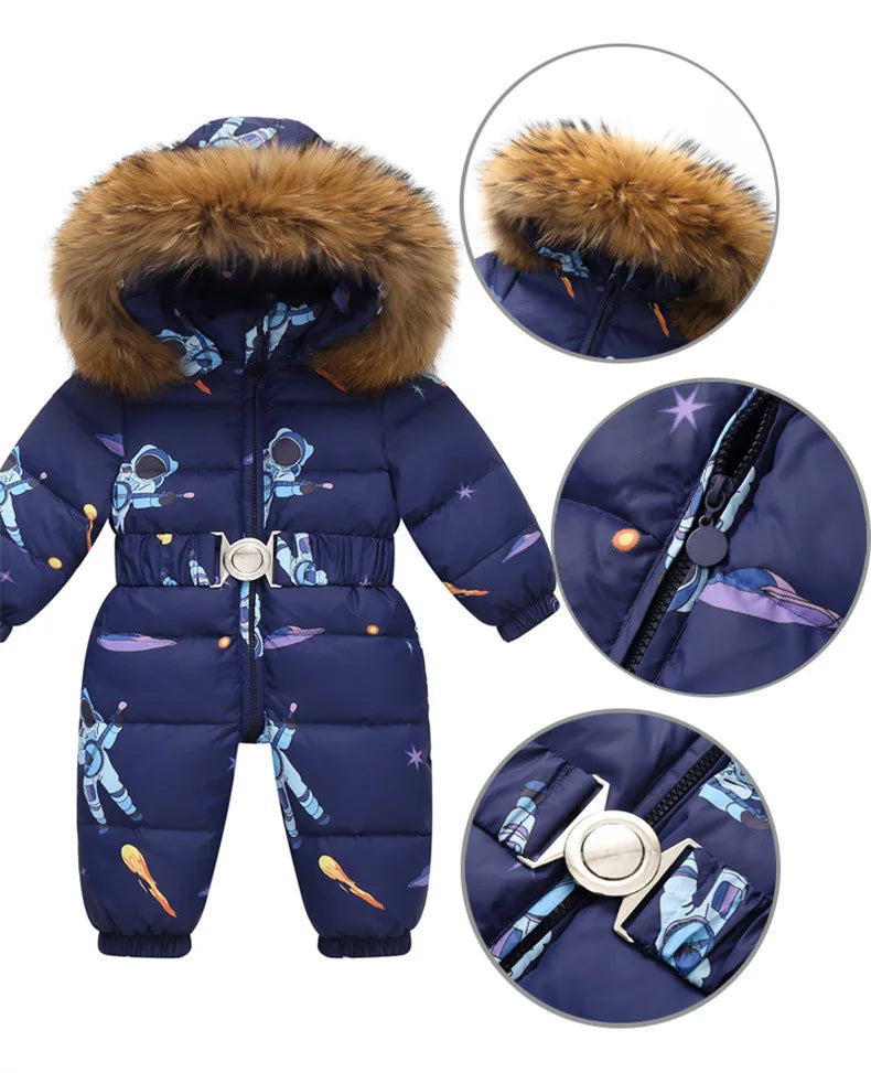 BowLift Winter Overall Niko | Waterproof snowsuit with faux fur hood and belt for children