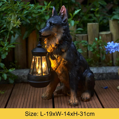 Solarbetriebene Außenharz Hundestatue Lampe | Brehn