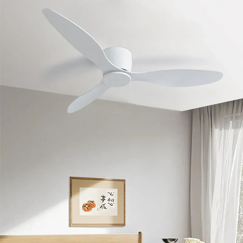 42-52 Zoll Deckenventilatoren mit DC-Motor — Fernbedienung Niedrigboden Kühlventilatoren, ohne Licht, weiße Holz- & schwarze Optionen | Brehn