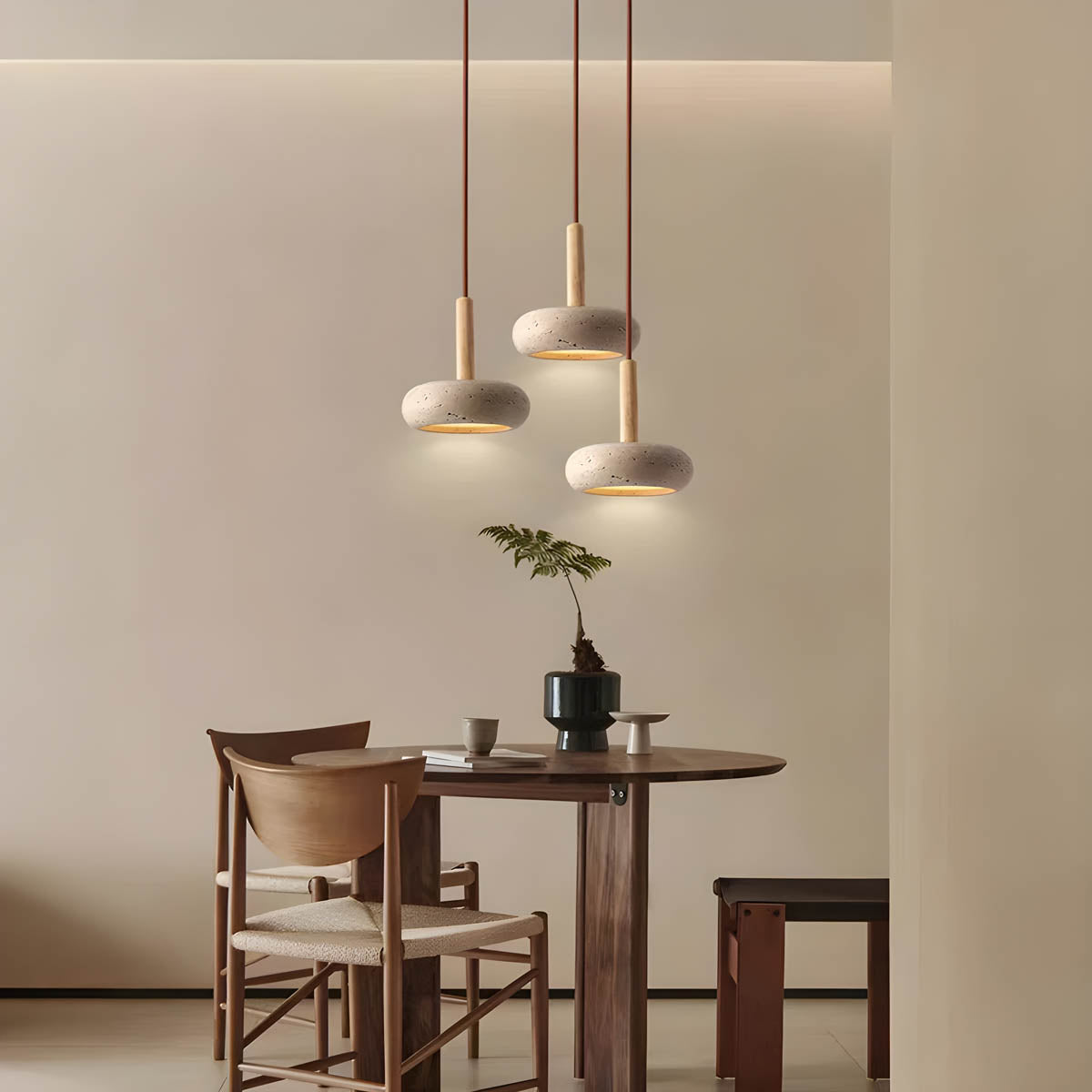 Brehn | GlowStone Deckenlampe - Natürliche Travertin LED Pendelleuchte