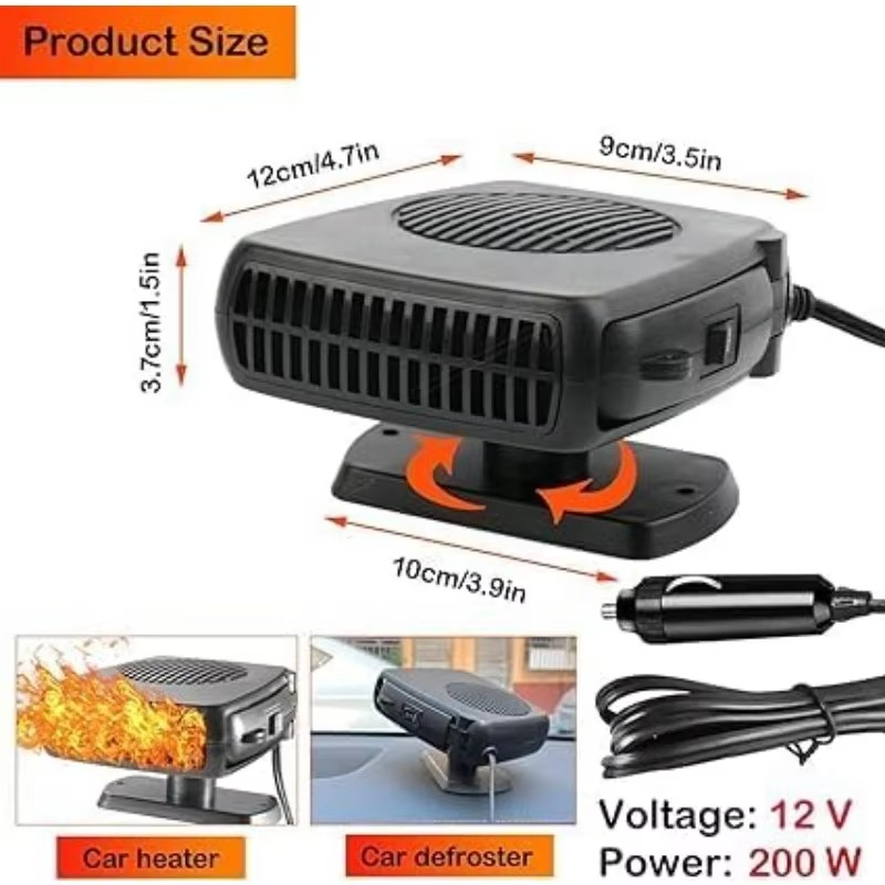 Tragbare Autoheizung und -enteiser, 2-in-1 Heiz- und Kühlventilator für Windschutzscheibe und Fahrerkabine