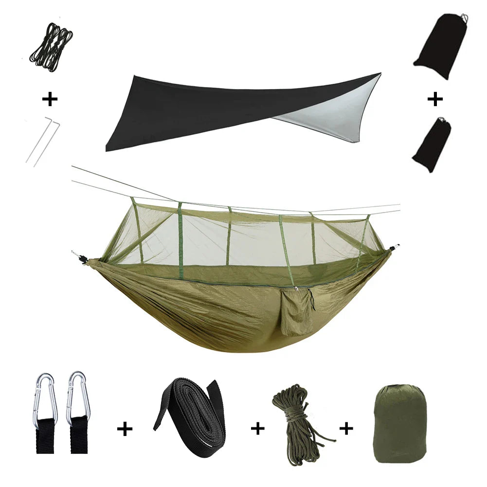 Brehn | Trekviva Camping-Hängematte | Integriertes Moskitonetz & Regendach | Ultraleicht & Reißfest | 3-in-1 Outdoor Lösung