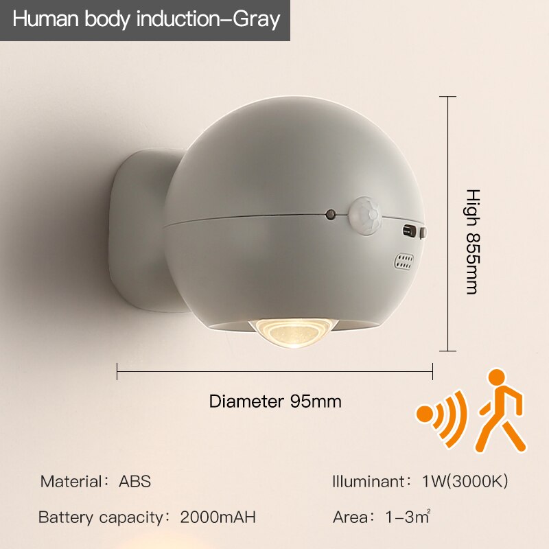 VIvolux | Eye Project Bewegungsmelder Wiederaufladbare Wandlampe