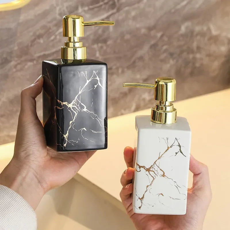 Marmor Keramik Seifen- & Shampoo-Dispenser - Modernes Design | Brehn