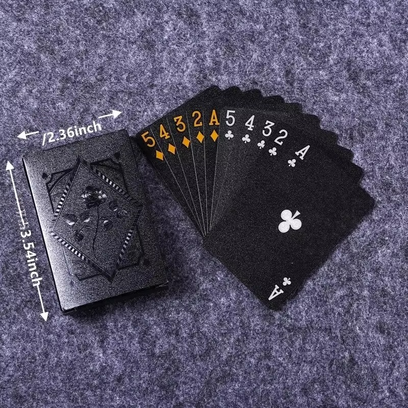 Luxuriöse, wasserfeste Poker-Spielkarten in Schwarz und Gold