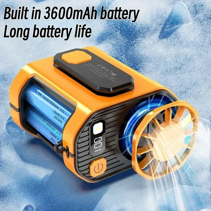 20000mAh Tragbarer Taillenventilator - Starker Wind Hängender Nackenventilator mit Powerbank und LED-Beleuchtung für Outdoor-Sport und Arbeit | Brehn