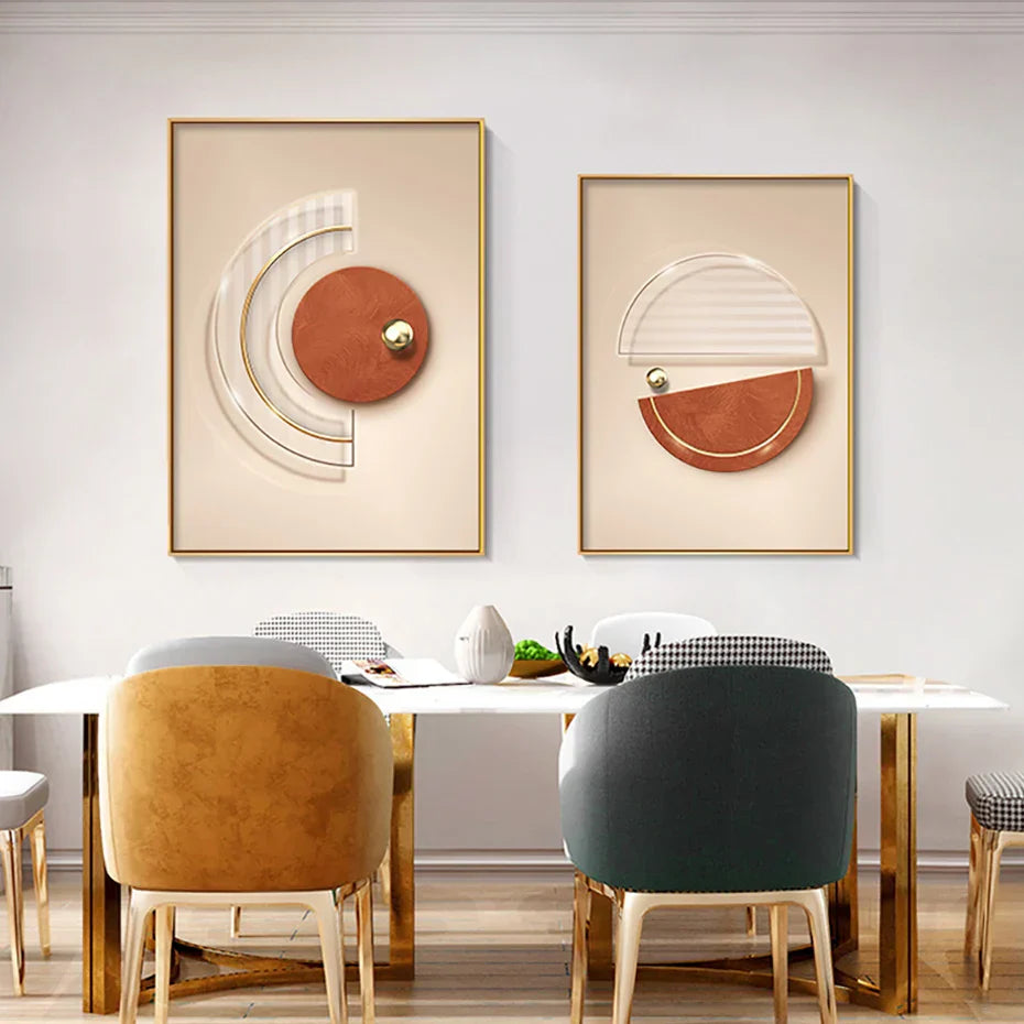 Harmonische abstrakte Geometrie moderne Ästhetik Wandkunst feine Kunst Leinwanddrucke Poster Bilder für zeitgenössisches Apartment Wohnzimmer | Brehn