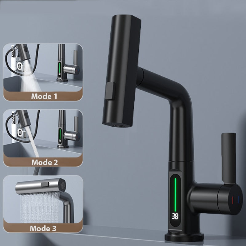 Brehn | Moderner Sleek Wasserfall Temperaturanzeige Wasserhahn