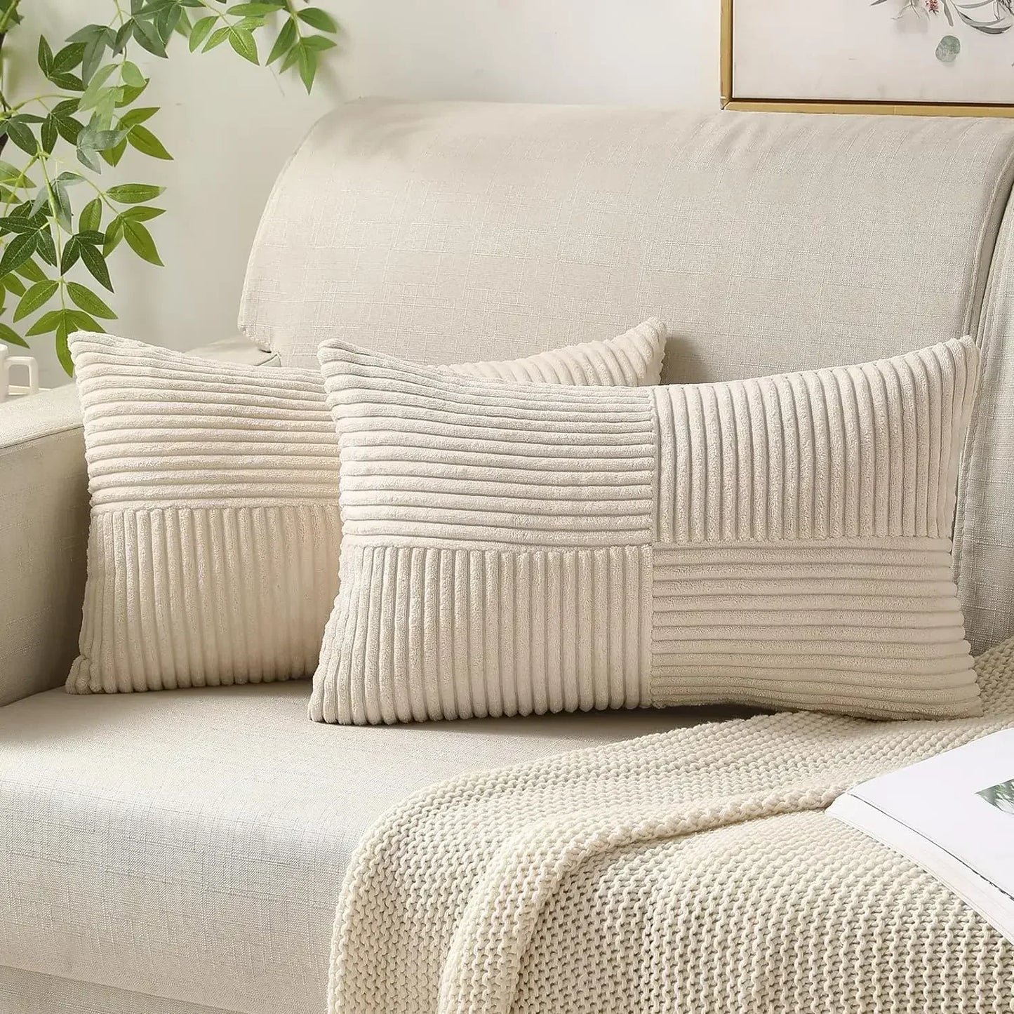 Brehn | VelvetAura Kissenbezug - Stylische gestreifte Kissenbezüge im Luxus-Azustoff-Set