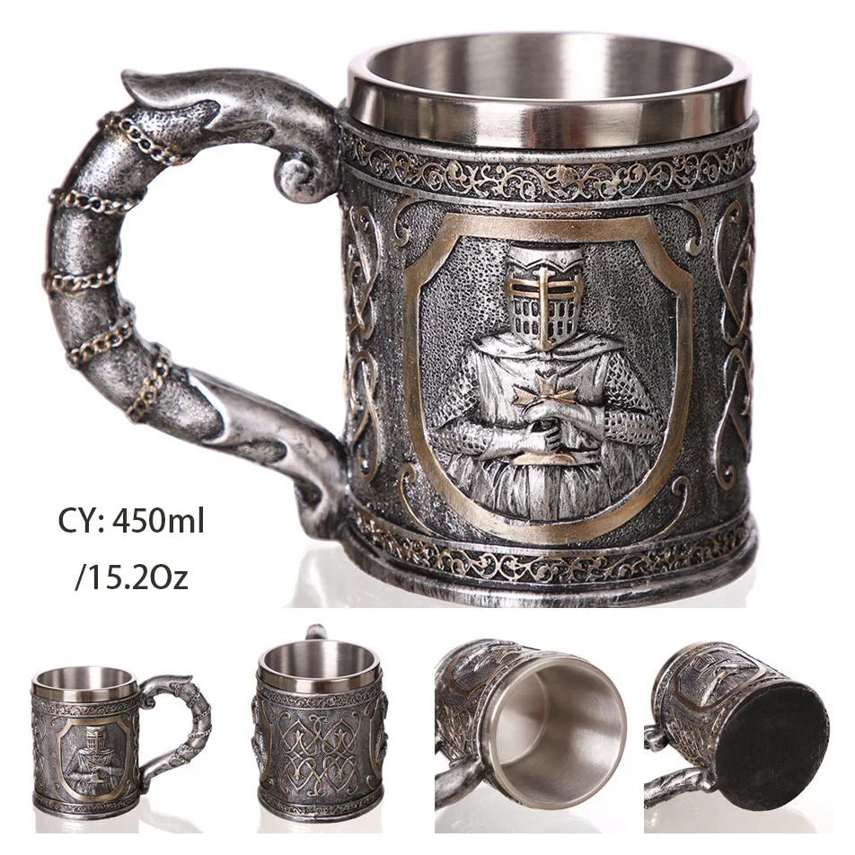 Brehn | Mittelalterlicher Drachenharz-Edelstahlbecher als Kaffeebecher oder Teebecher