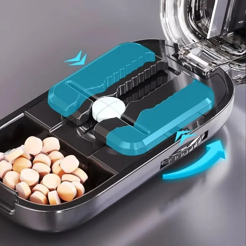 Taschenformat staubdichter Pillenschneider Organizer