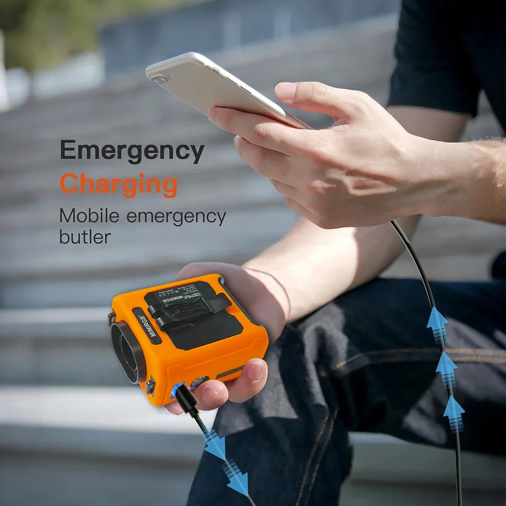 10000mAh Taillenklem Ventilator mit Power Bank – Tragbarer Freisprech-Akku Ventilator | 5-Geschwindigkeits-Kühlung, Batteriestatusanzeige, USB-Ladung, Tragbarer Ventilator für den Außenbereich | Brehn
