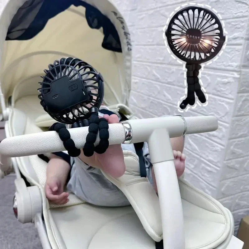 Wiederaufladbarer Babywagenventilator: Handheld USB bladeless Mini Ventilator - Leises Kühlen für den Außenbereich, Nacken- und Tischventilator | Brehn