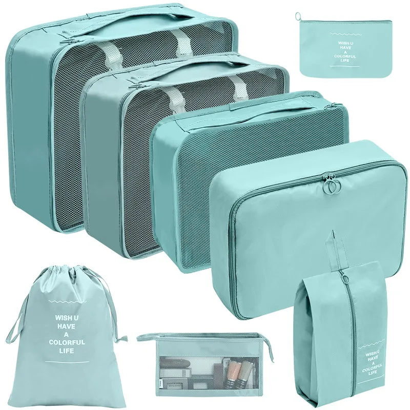 Brehn | PackWunder Reise-Organizer Set 7/8/9/10-teilig | Faltbare Koffer-Organizer | Für Kleidung, Schuhe & Accessoires
