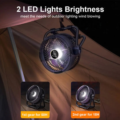 Campingventilator mit 20.000mAh Batterie, LED Licht & Fernbedienung – WindMate | Brehn