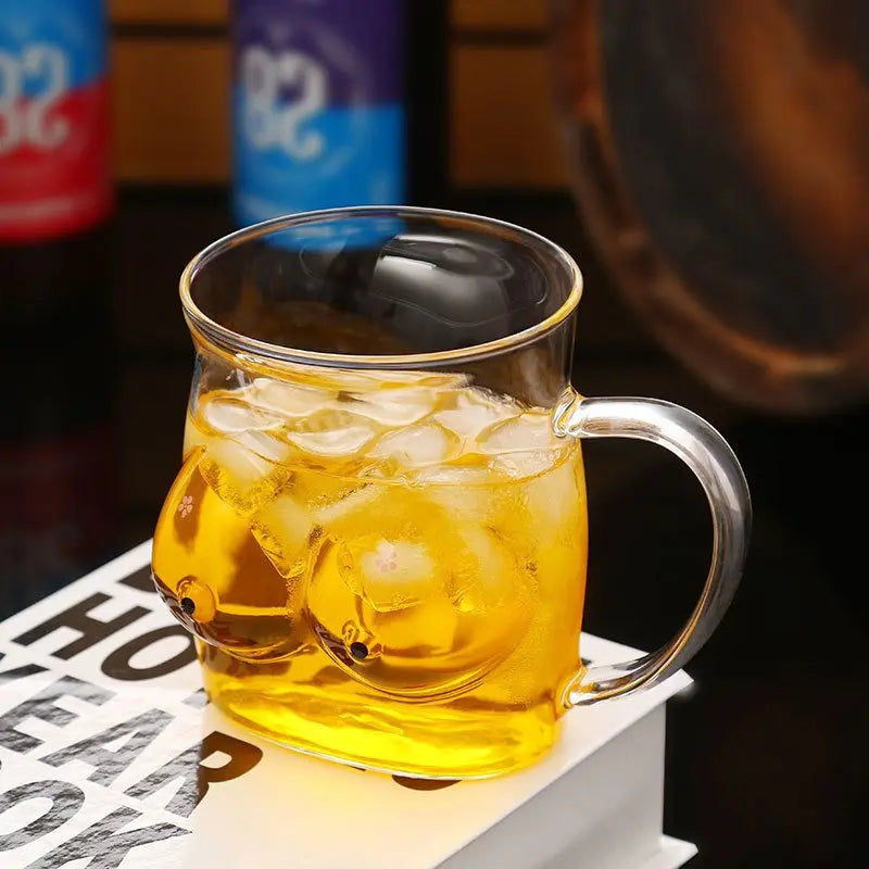 Brehn | Doppelwandige Chesty Form Glas Lustige Tasse