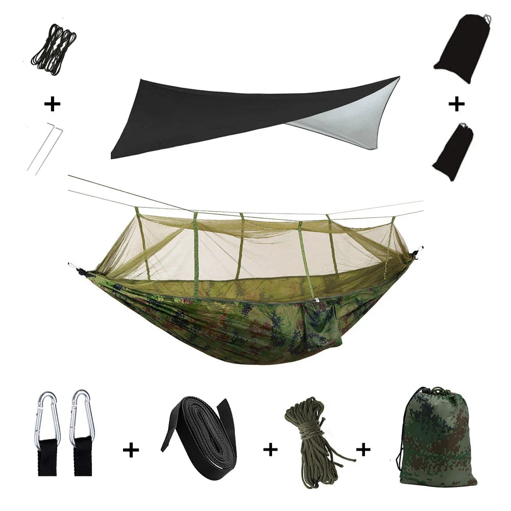 Brehn | Trekviva Camping-Hängematte | Integriertes Moskitonetz & Regendach | Ultraleicht & Reißfest | 3-in-1 Outdoor Lösung