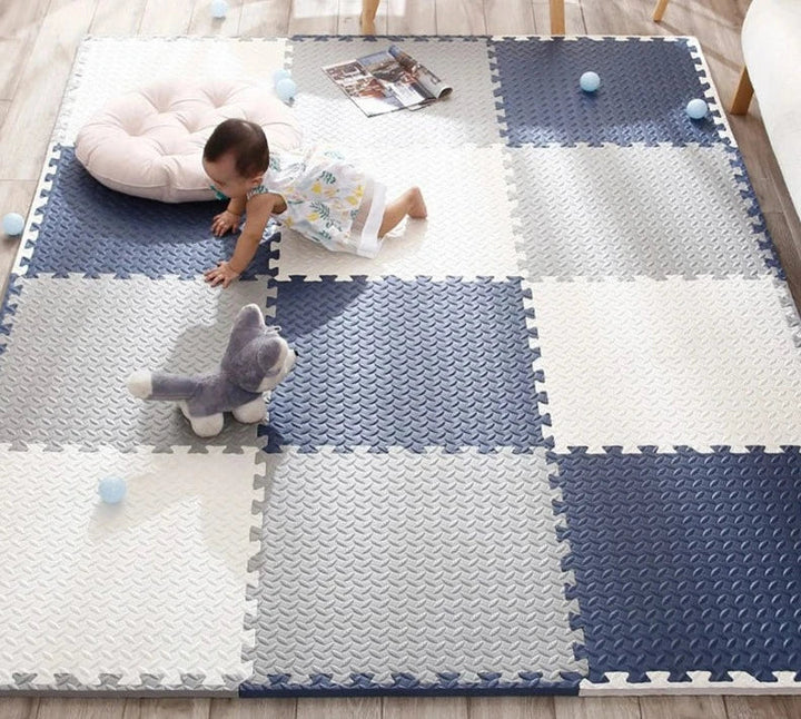 SpeelZacht Baby Spielmatte – 12-teiliges weiches Krabbelmatte für sicheres Spielen und Erkunden | Brehn