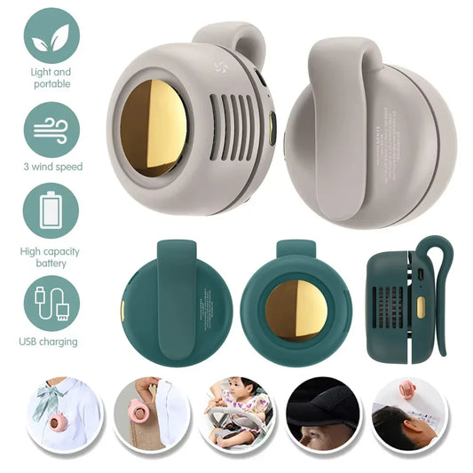 Tragbarer Mini-Handheld bladeless Ventilator – Wiederaufladbarer Clip-On Taille- oder Desktop-Ventilator für Outdoor-Belüftung | Brehn