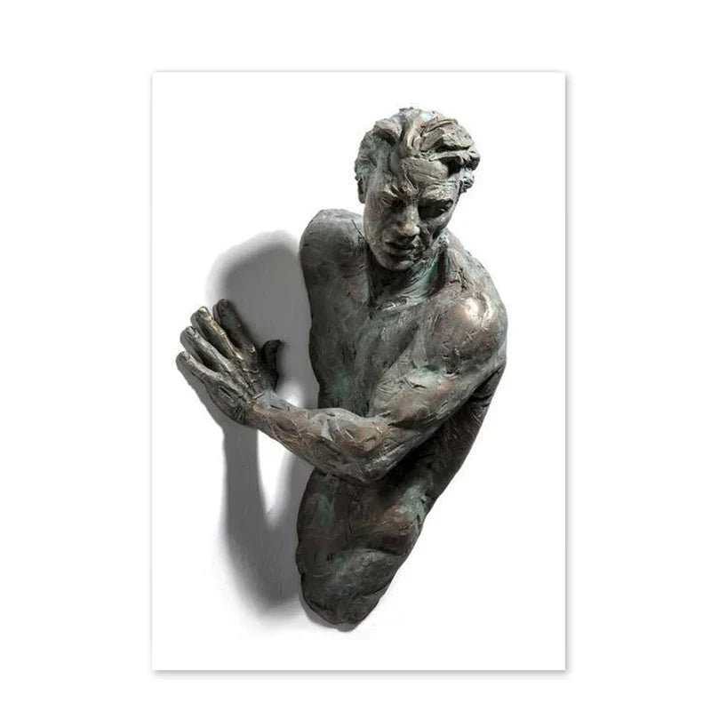 Moderne urbane abstrakte Eisenstatue Wandkunst Fine Art Leinwanddrucke 3D-Visualisierung Figurenkunst Bilder für minimalistische Wohnungswanddekoration | Brehn