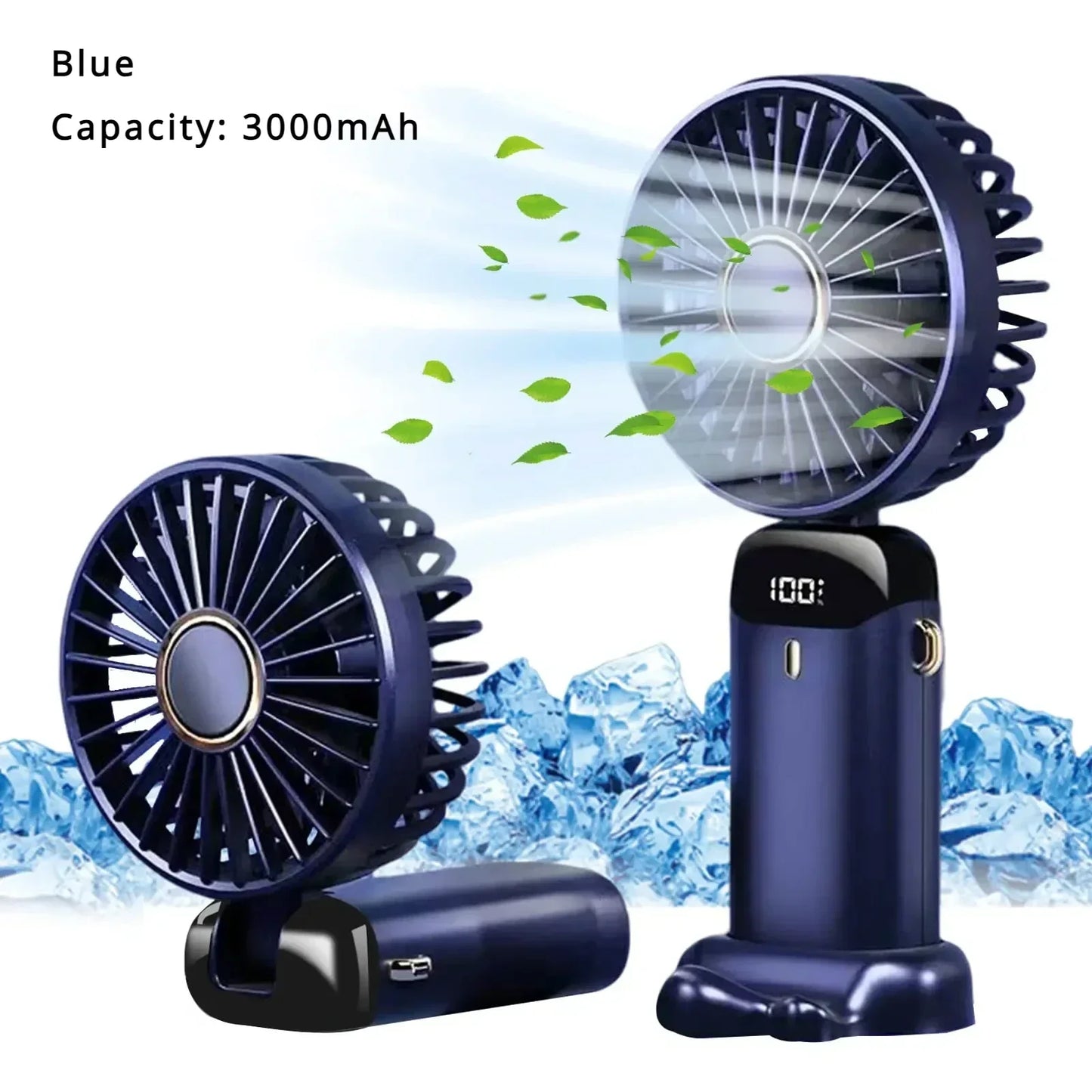 5000mAh Handheld Mini Ventilator – Kabelloser USB wiederaufladbarer tragbarer Ventilator mit digitaler Anzeige, Telefonhalter, 5-Geschwindigkeits faltbarer Nacken-Hängevantilator | Brehn