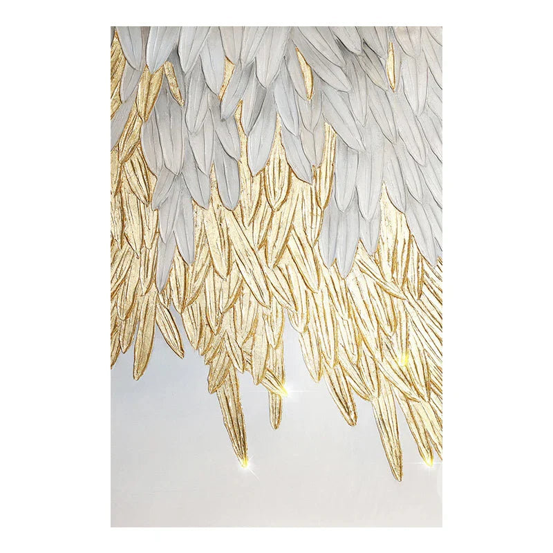 Modern abstraktes goldenes Federdesign Wandkunst Feine Kunst Leinwanddrucke Bild für Luxus-Wohnzimmer Schlafzimmer Eingangsbereich Foyer Kunst Dekor | Brehn