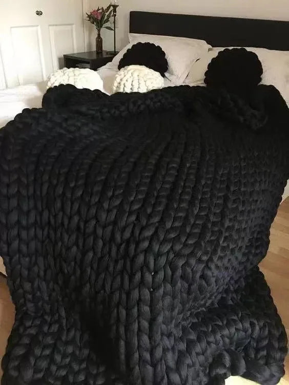 Grobstrickdecke – Kuschelige Wolldecke für jedes Zimmer – Weich und warm – Perfekt für Sofa und Bett