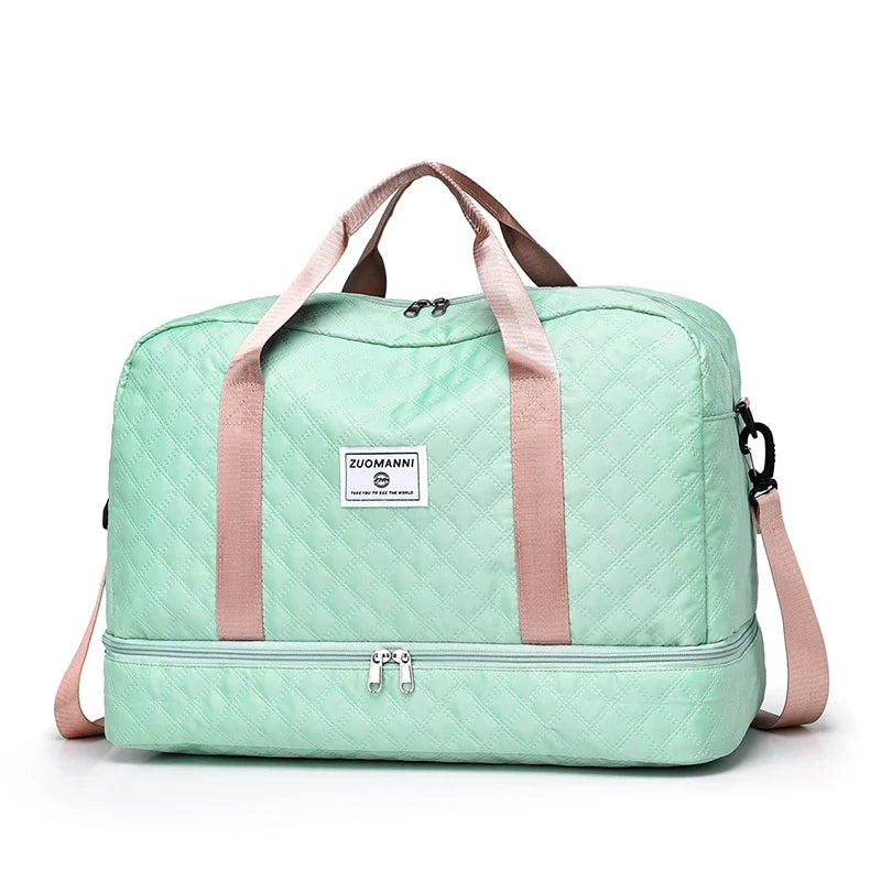 Brehn | Raumio TravelFlex Leichte Reisetasche mit Rautenmuster | Große Sport- & Wochenendtasche mit Schuhfach & Nassfach | Handgepäcktauglich & faltbar