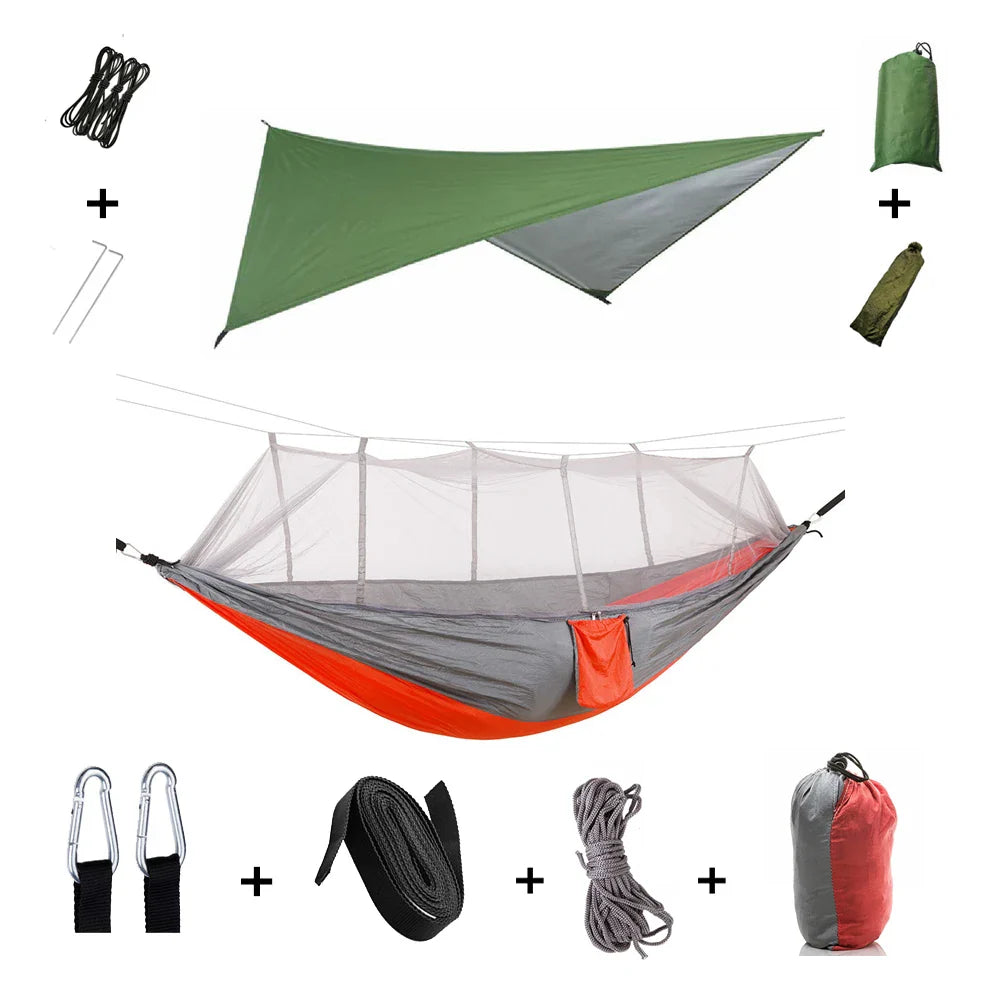 Brehn | Trekviva Camping-Hängematte | Integriertes Moskitonetz & Regendach | Ultraleicht & Reißfest | 3-in-1 Outdoor Lösung