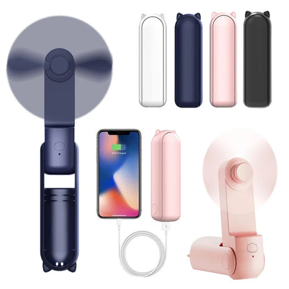 Tragbarer Mini-Handventilator – Wiederaufladbarer faltbarer Taschenventilator mit Batterie, kühlender Handventilator und Powerbank-Funktion | Brehn
