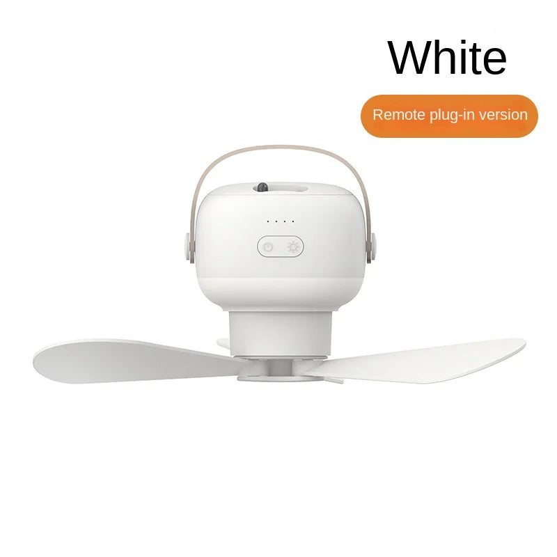 Tragbarer kabelloser Mini-Deckenventilator – USB-Ventilator mit Fernbedienung, Ständer, Nachtlicht für Zuhause, im Freien & Camping | Brehn