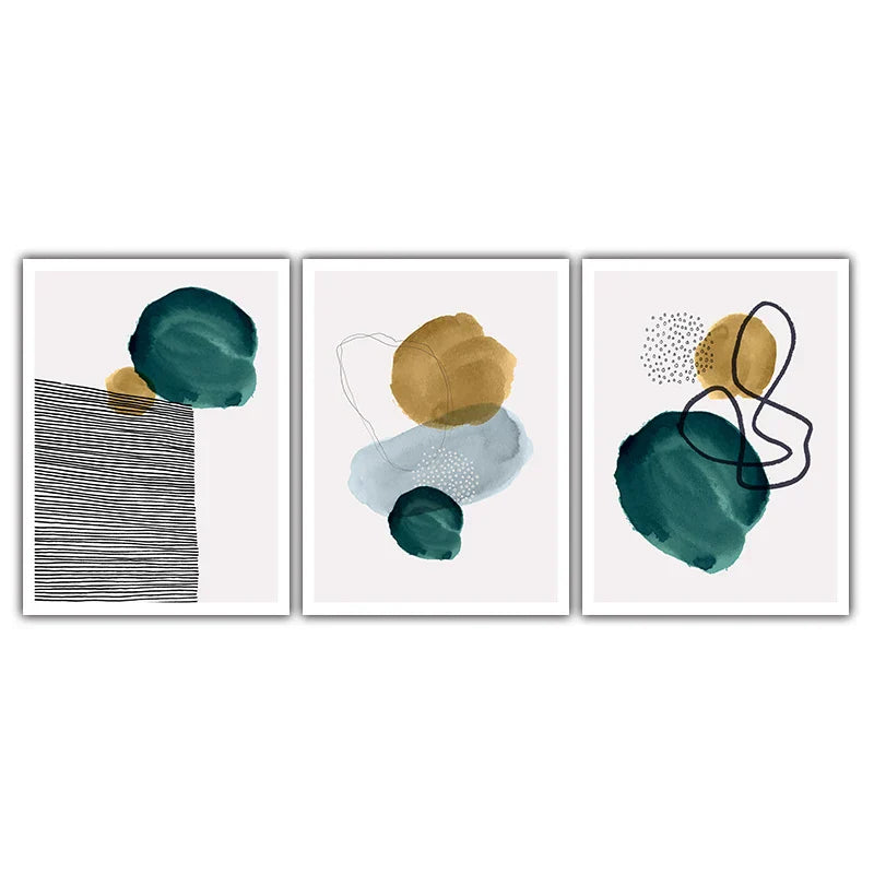 Grün Gelb Schwarz Abstrakte Form & Linie Minimalistische Nordische Wandkunst Feine Kunst Leinwanddrucke Bilder Für Wohnzimmer Büro Dekor | Brehn