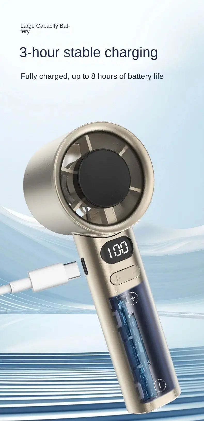 Tragbarer Mini bladeless Handventilator – USB wiederaufladbarer tragbarer persönlicher Ventilator mit 120-Geschwindigkeit Hochgeschwindigkeitsluftstrom, elektrischer Kühventilator | Brehn