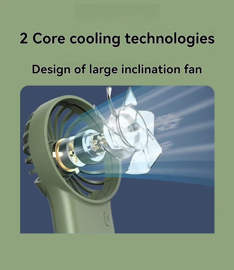 Neuer faltbarer USB wiederaufladbarer Mini-Ventilator | Handventilator für den Schreibtisch mit Cartoon-Design & Haken für Outdoor-, Heim- & Bürogebrauch | Brehn