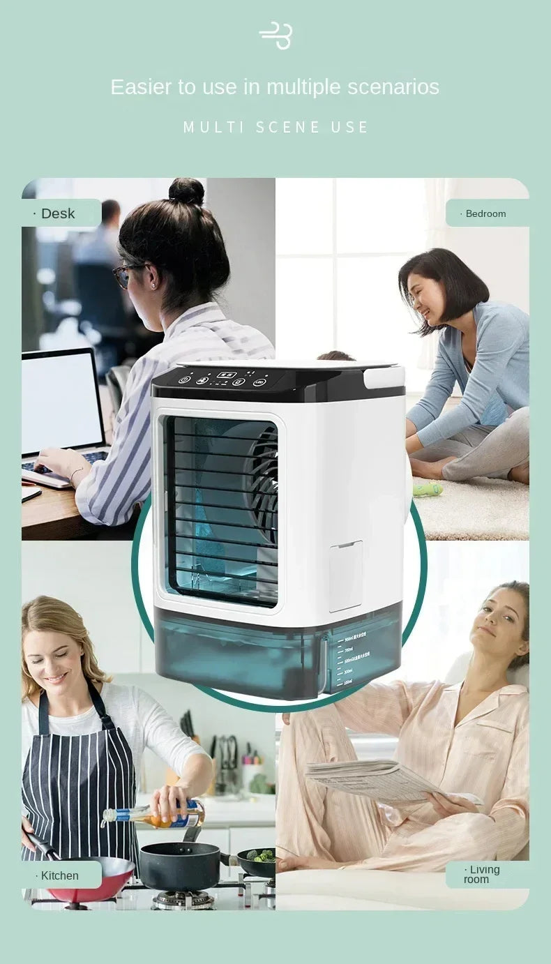 Tragbarer Desktop-Luftkonditionierer – Dual Spray Ultraschall-Luftbefeuchter, 3-Gang leiser Luftkühler mit Nachtlicht für Zuhause | Brehn
