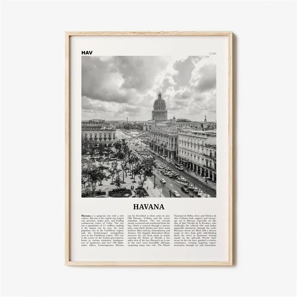 Cuba Havana Schwarz & Weiß Reiseplakat Wandkunst Feine Kunst Leinwanddrucke Bilder Für Wohnzimmer Esszimmer | Brehn